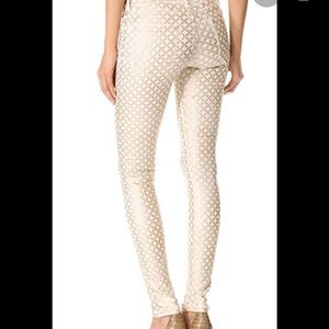 MOTHER The Looker Creme de Love Gold Foil Jeans